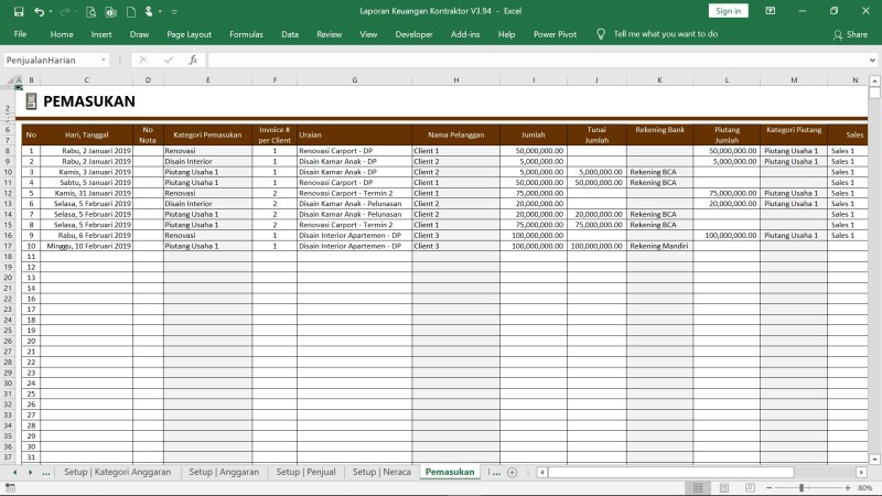 Download File Excel Laporan Keuangan Perusahaan Kontraktor Surabaya