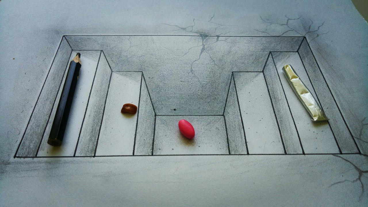 Menggambar Tangga Ke Lubang 3D, Drawing Underground Stairs in 3D - YouTube