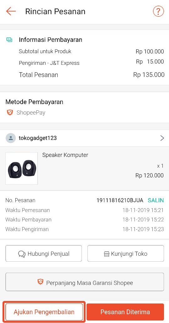 Foto Pengembalian Barang di Shopee