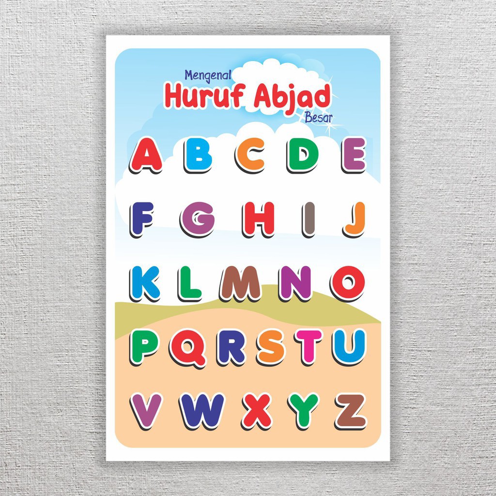 Poster belajar anak TK / PAUD Poster Edukasi Mengenal Huruf Abjad