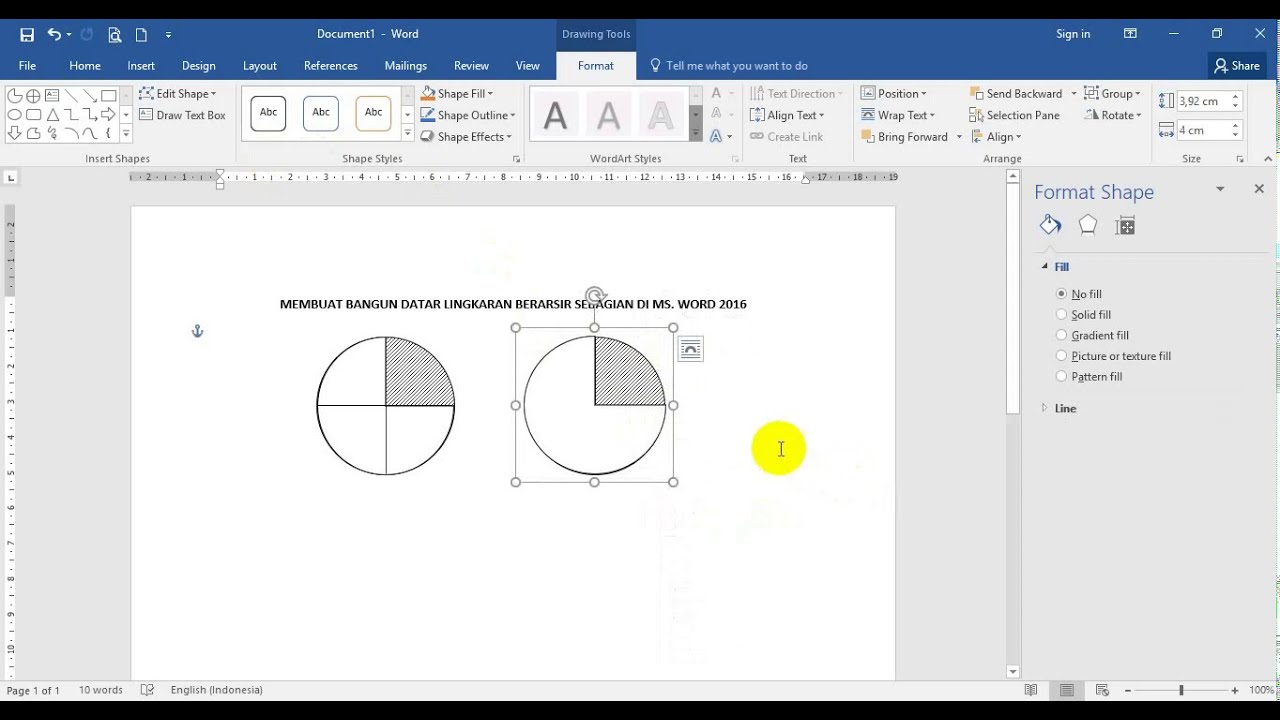 Cara Membuat Diagram Lingkaran Di Word 2016